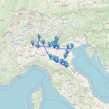 Mapa de uma viagem