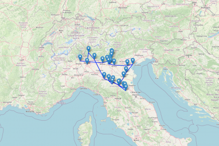 Mapa de uma viagem